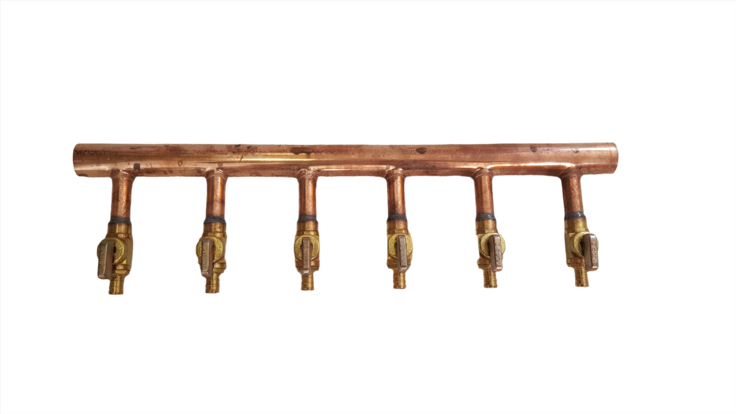 Return Manifold 1" Header with 3/4" Pex Outlets