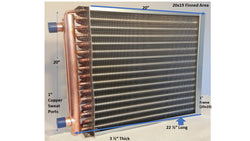 20x19 Water to Air Heat Exchanger~~1" Copper Ports w/ EZ Install Front Flange
