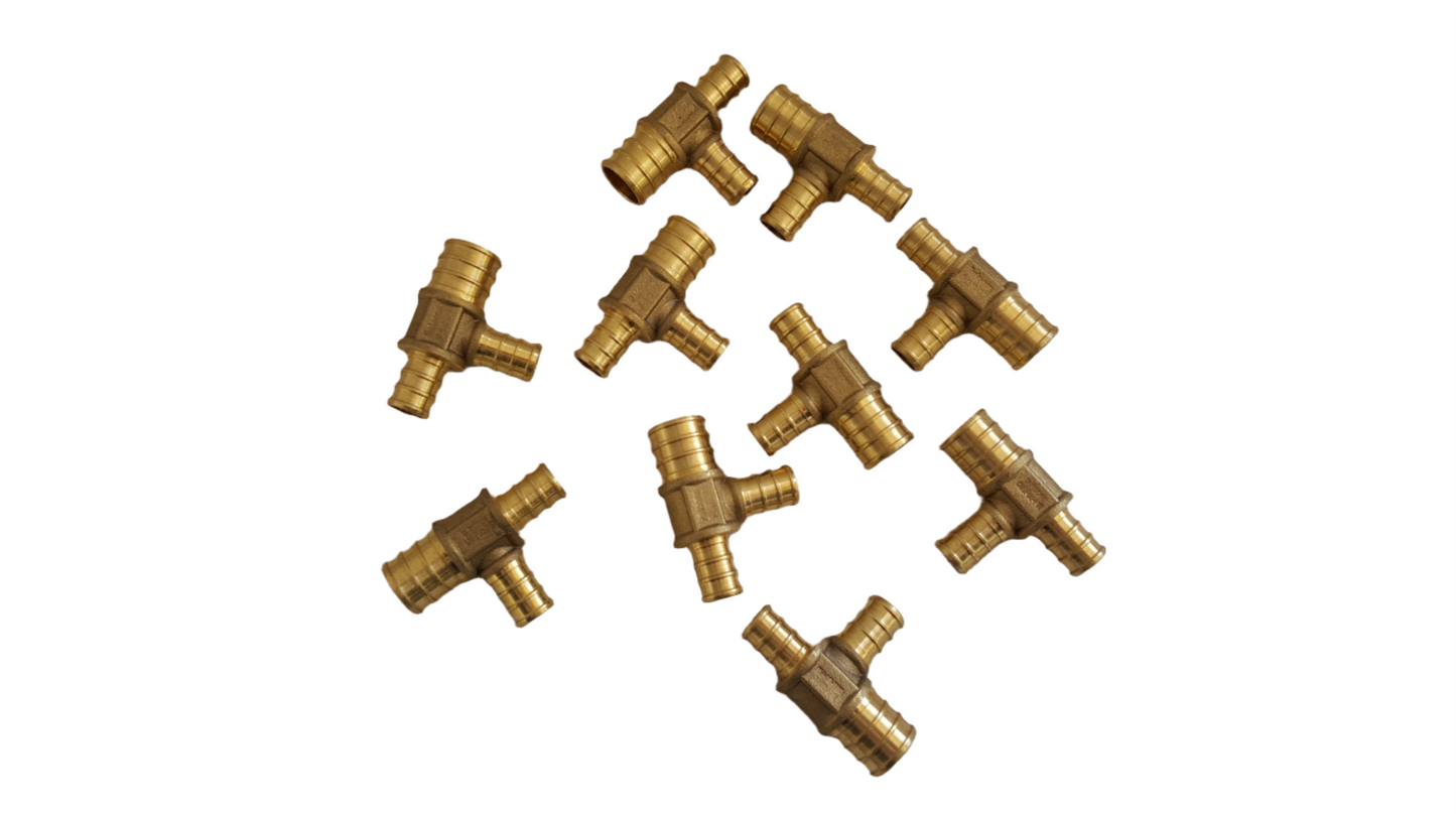 3/4"x1/2"x1/2" Pex Crimp Tee, bag of 10~LEAD FREE!