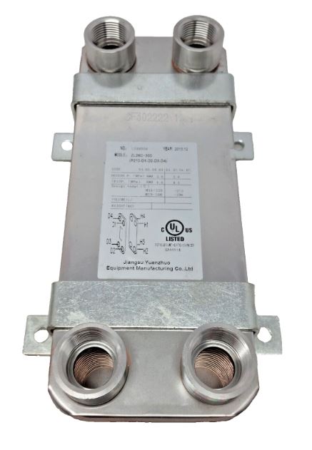 10 Plate 5x12 Water to Water Brazed Plate Heat Exchanger 1" FPT Ports w/ Brackets