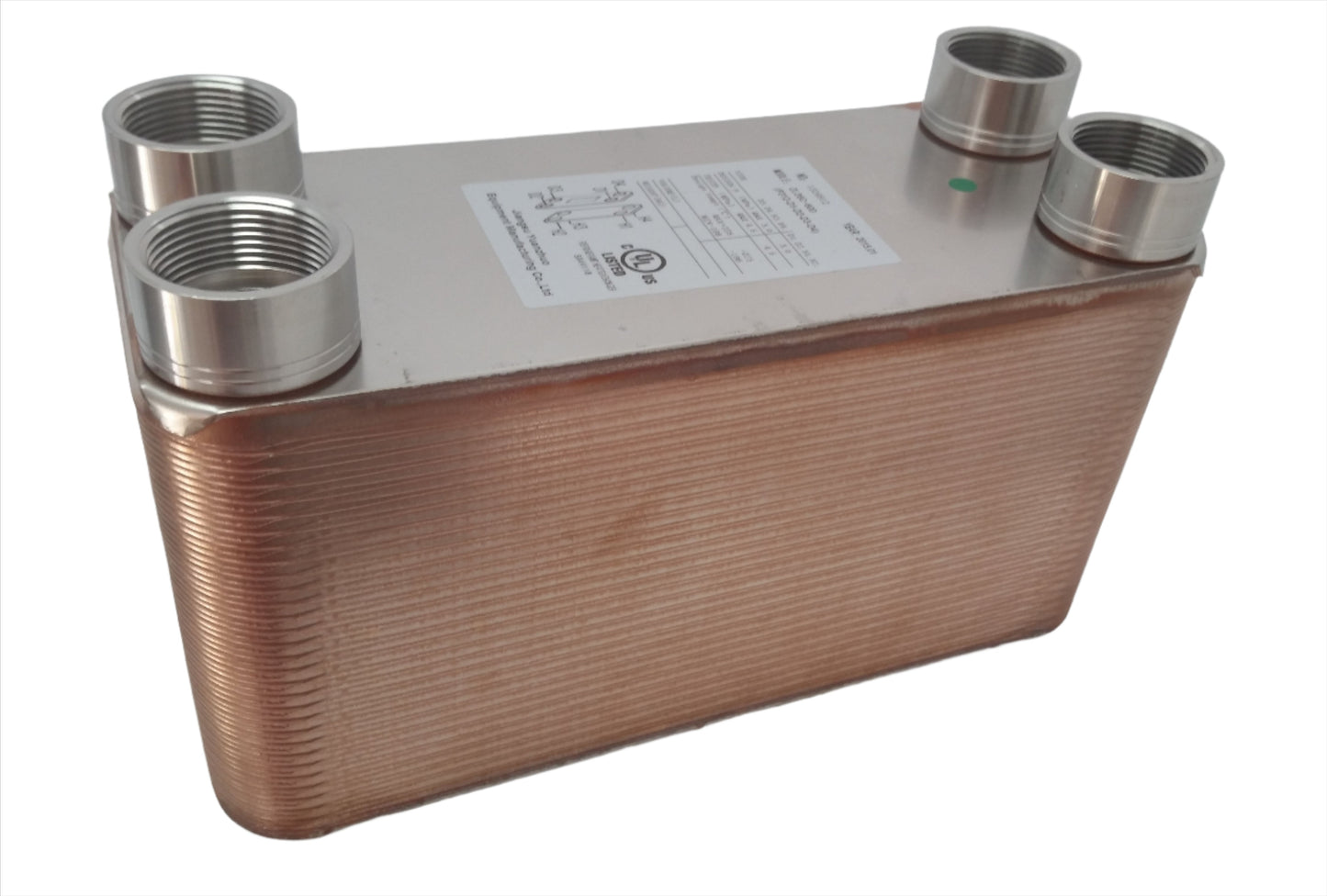 60 Plate 5x12 Water to Water Brazed Plate Heat Exchanger 1 1/4" FPT Ports w/ Brackets