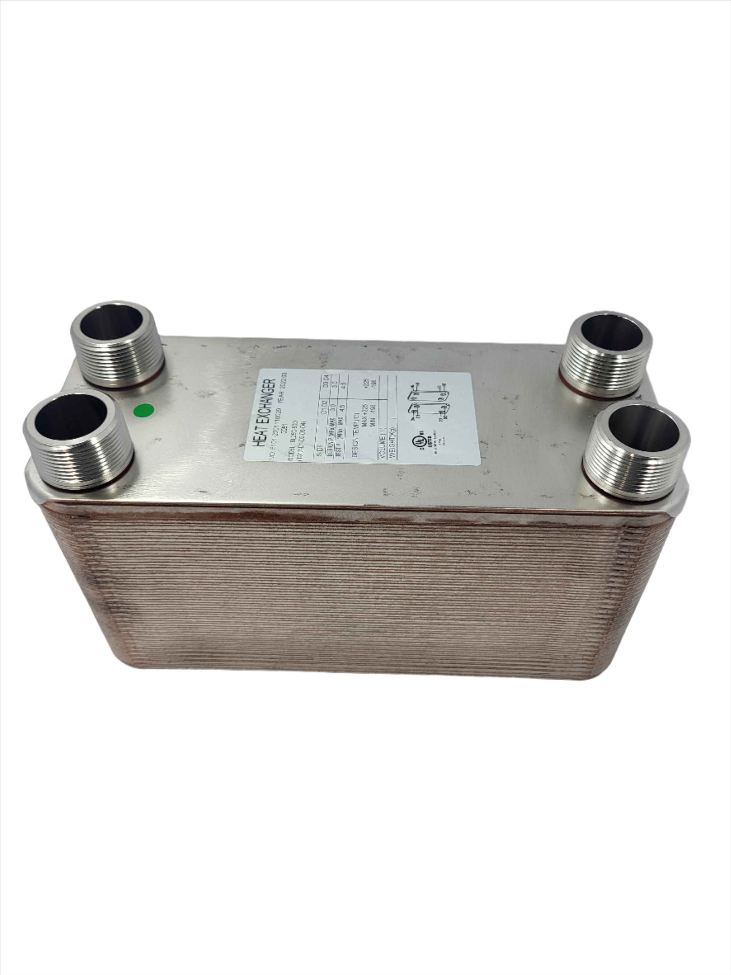 60 Plate 5x12 Water to Water Brazed Plate Heat Exchanger 1 1/4" MPT Ports w/ Brackets