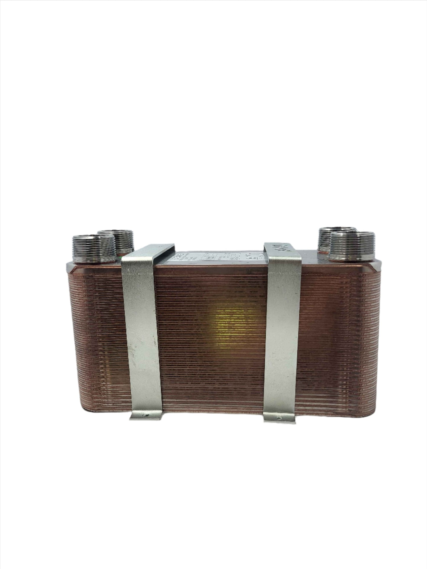 60 Plate 5x12 Water to Water Brazed Plate Heat Exchanger 1 1/4" MPT Ports w/ Brackets