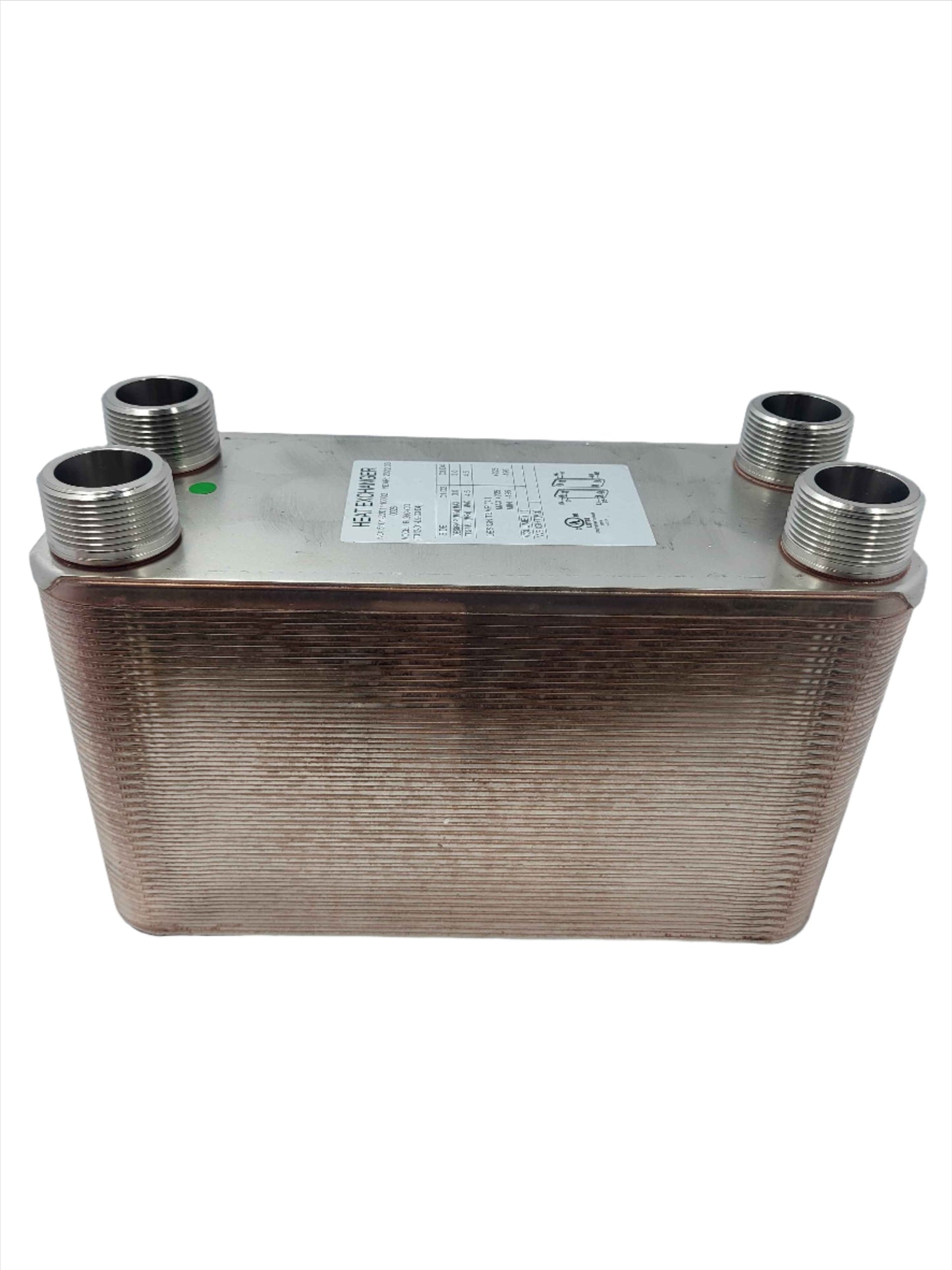 90 Plate 5x12 Water to Water Brazed Plate Heat Exchanger 1 1/4" MPT Ports w/ Brackets