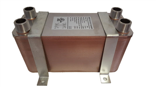 80 Plate 5x12 Water to Water Brazed Plate Heat Exchanger 1 1/4" MPT Ports w/ Brackets