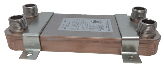 10 Plate 5x12 Water to Water Brazed Plate Heat Exchanger 1" MPT Ports w/ Brackets