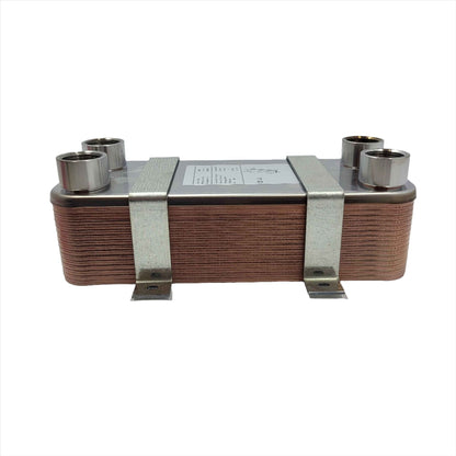 30 Plate 5x12 Water to Water Brazed Plate Heat Exchanger 1" FPT Ports w/Brackets