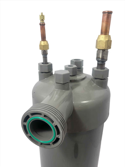 36KW Plastic, titanium tube and shell for heating and refrigeration.