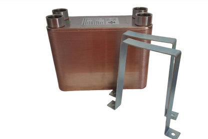 100 Plate 5x12 Water to Water Brazed Plate Heat Exchanger 1 1/4" FPT Ports w/ Brackets