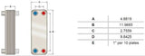 10 Plate 5x12 Water to Water Brazed Plate Heat Exchanger 1" MPT Ports w/ Brackets