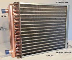 12x15 Water to Air Heat Exchanger~~1" Copper ports w/ EZ Install Front Flange