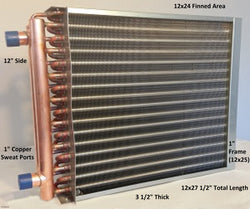 12x24 Water to Air Heat Exchanger~~1" Copper Ports w/ EZ Install Front Flange