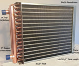 14x18 Water to Air Heat Exchanger~~1" Copper Ports w/ EZ Install Front Flange