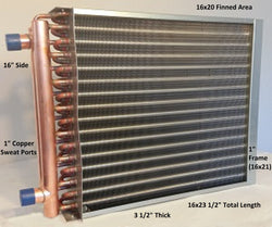 16x20 Water to Air Heat Exchanger~~1" Copper Ports w/ EZ Install Front Flange