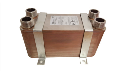 100 Plate 5x12 Water to Water Brazed Plate Heat Exchanger 1 1/4" MPT Ports w/ Brackets