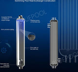 300k BTU Titanium Tube and Shell Heat Exchanger for Saltwater Pools/Spas  ss